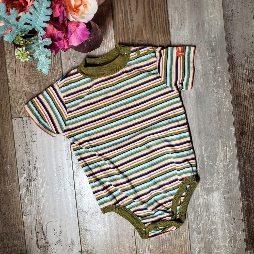 Pooh Baby Toddler Striped Onesie Bodysuit Green Orange Blue Size 24m EUC - Picture 10 of 10